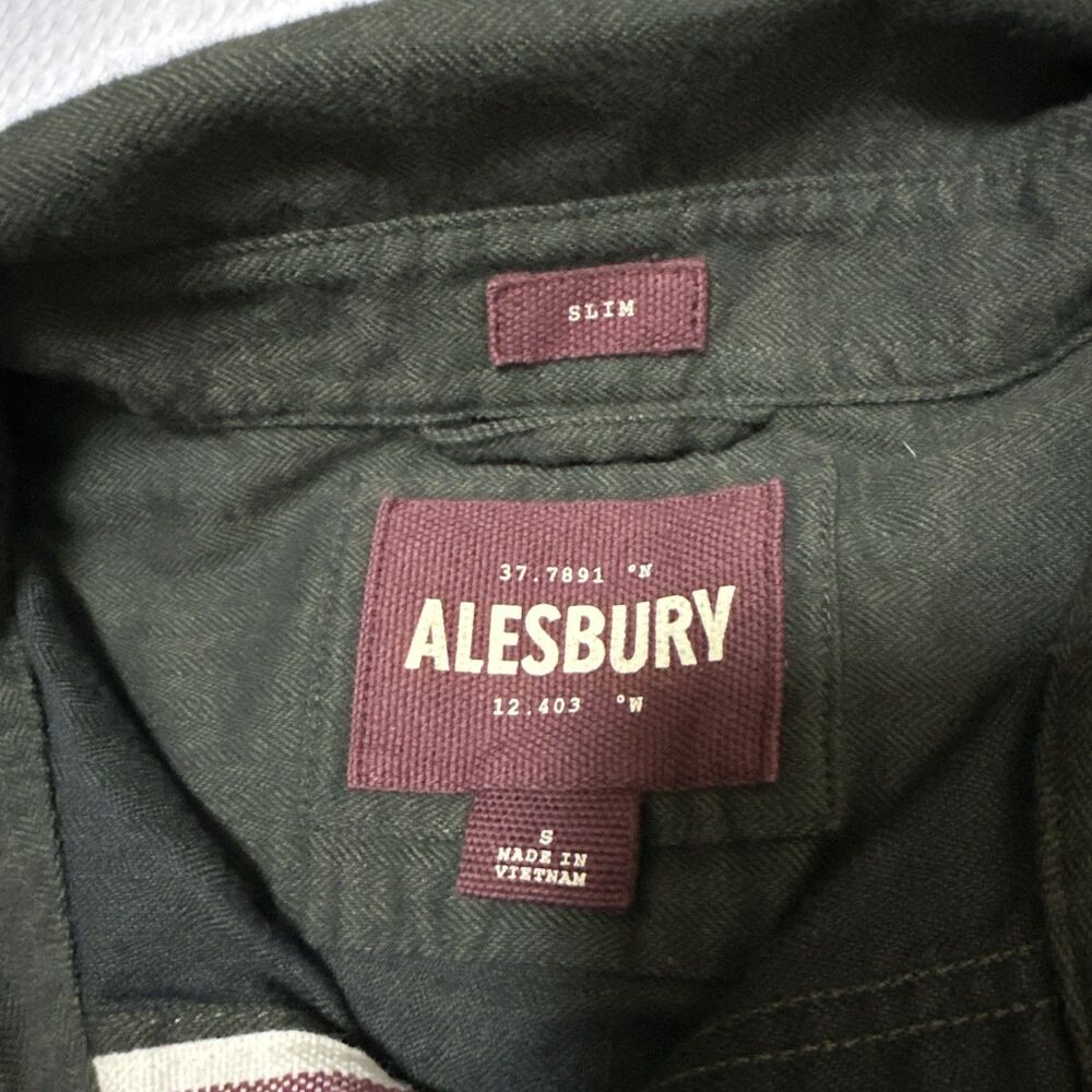 Alesbury Canvas Button Up Slim Lined Shirt Men's Medium Green Size Small